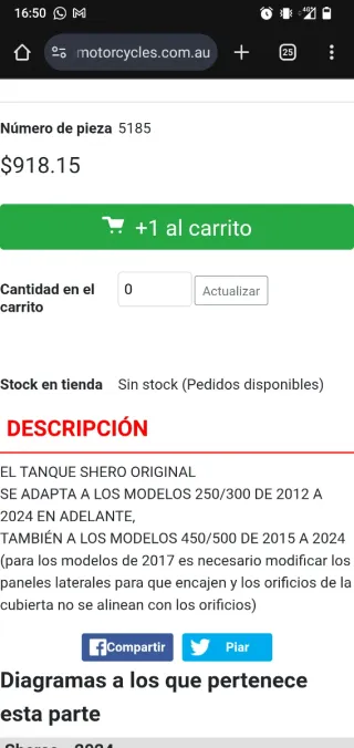Depósito combustible Sherco 13L