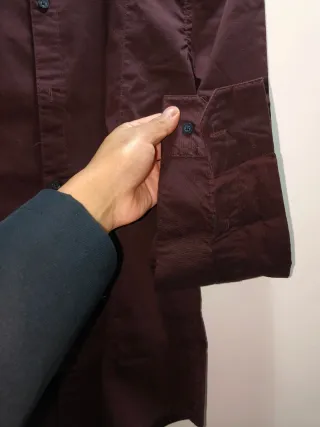 Camisa elegante hombre granate-marrón (burdeos)