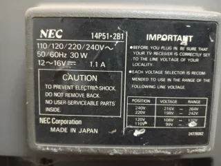 Televisor NEC CRT 14 Blanco y Negro