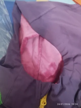 Chaqueta cortavientos verde y morada