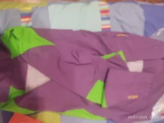 Chaqueta cortavientos verde y morada