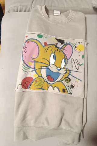 Sudadera Tom & Jerry Mujer Beige/piedra.