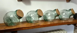 Set 4 vaso barattolo anfora vetro tappo sughero