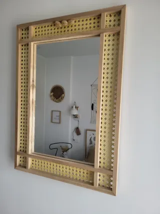 Espejo Ratán y Madera