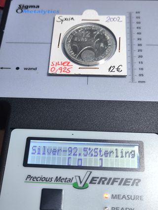 Moneda 12 Euros España 2002 Plata