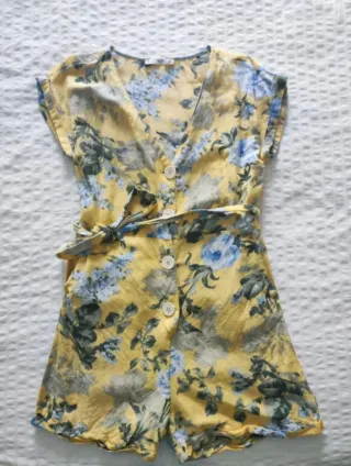 Mono Mango Estampado Floral Amarillo