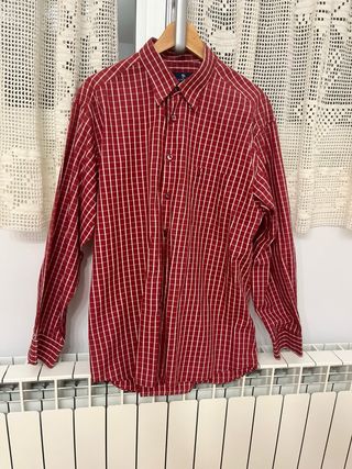 Camisa de caballero a cuadros granate