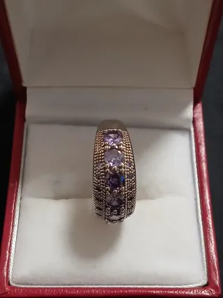 Anillo Plata 925 con Circonitas Moradas