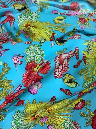 Tessuto Seta Versace Metro Fantasia Mare