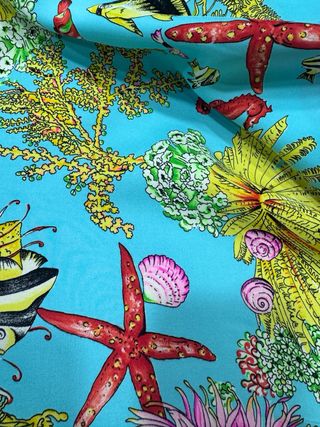 Tessuto Seta Versace Metro Fantasia Mare