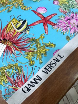 Tessuto Seta Versace Metro Fantasia Mare