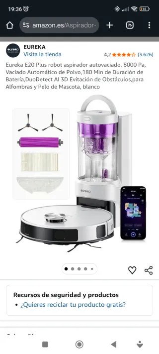 Robot Aspirador Eureka E20 Plus Blanco