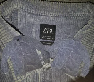 Chaqueta Zara Corduroy Gris Talla XL