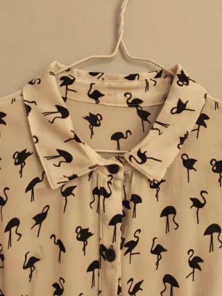 Blusa Blanca y Negra con flamencos