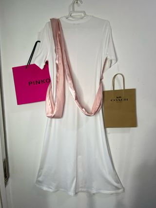Vestido Zara Blanco y Rosa Talla S
