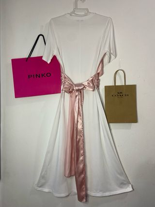 Vestido Zara Blanco y Rosa Talla S