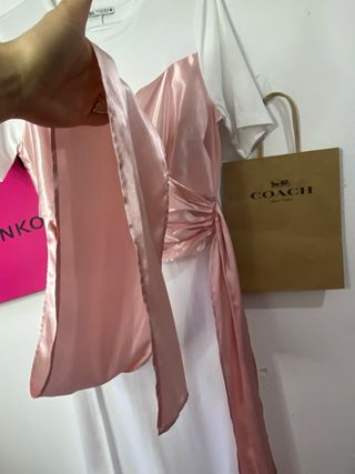 Vestido Zara Blanco y Rosa Talla S