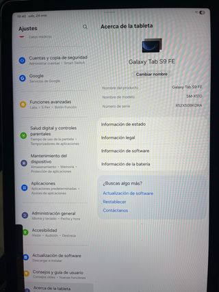 Tablet Samsung Tab S9 FE Azul/Gris