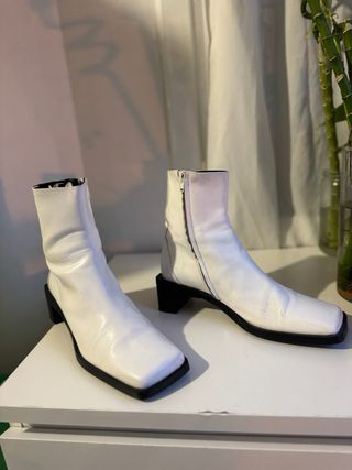 Botines Zara Piel Blancos Talla 39