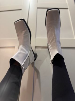 Botines Zara Piel Blancos Talla 39