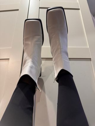 Botines Zara Piel Blancos Talla 39