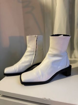 Botines Zara Piel Blancos Talla 39