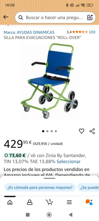 Silla de traslado para escaleras.