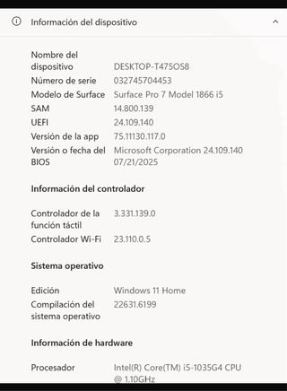 Microsoft Surface Pro 7 i5 + teclado + funda UAG +