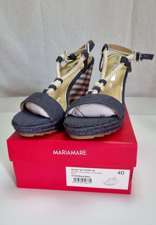 Sandali Zeppa MARIAMARE Tela Blu Tg 40