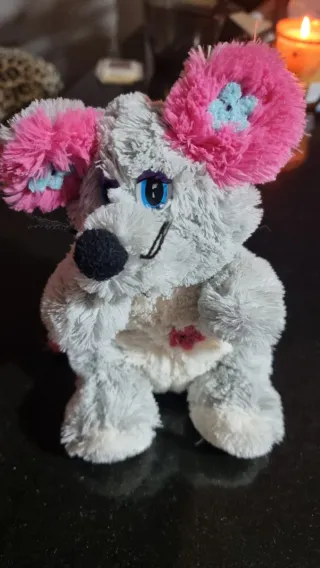Peluche Ratón Gris y Rosa