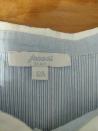 Camisa Jacadi niña azul y blanca talla 12 años