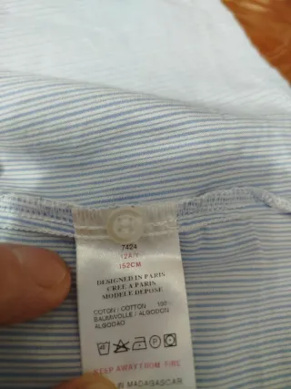 Camisa Jacadi niña azul y blanca talla 12 años