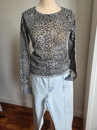 Camiseta Zara Estampado Leopardo Talla S