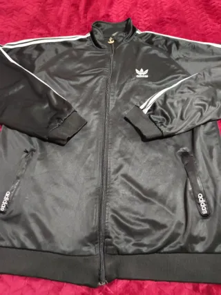 Chaqueta Adidas Vintage Satin Big Trefoil Negra