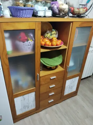 Mueble de salón madera y piedra