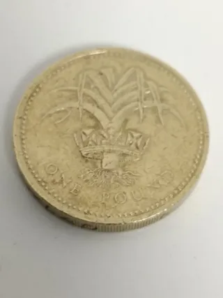 Billete 5 Libras Reino Unido y moneda