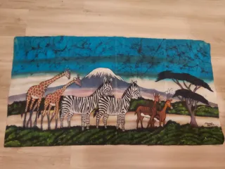 Dipinto a cera Batik Stoffa Savana Africana