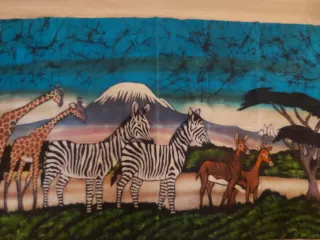 Dipinto a cera Batik Stoffa Savana Africana