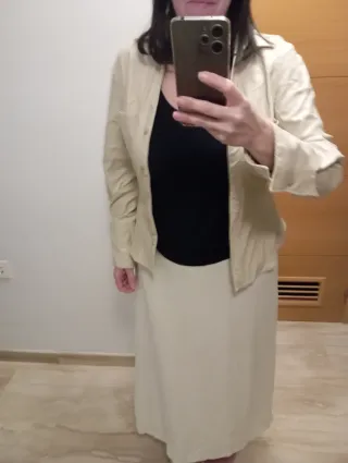 Chaqueta Zara Polipiel Beige Talla M