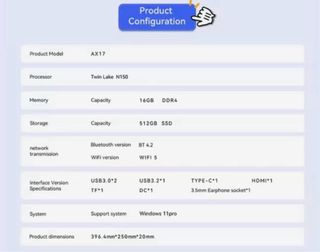Portátil 17.3 16GB RAM 512GB SSD Intel N150