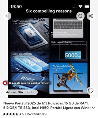 Portátil 17.3 16GB RAM 512GB SSD Intel N150