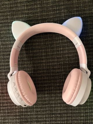 Cascos Bluetooth Niña con Luces Rosa y Blanco