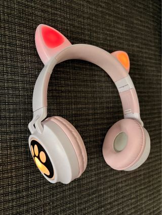 Cascos Bluetooth Niña con Luces Rosa y Blanco