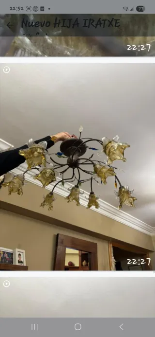 Lámpara rústica de cristal y metal