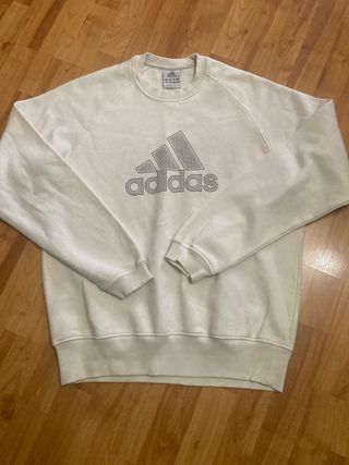 Sudadera Adidas Vintage Blanca Logo Grande Talla L