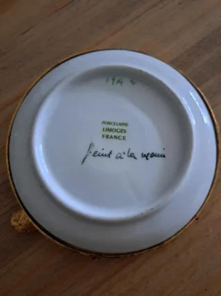 Cenicero vintage porcelana flores doradas