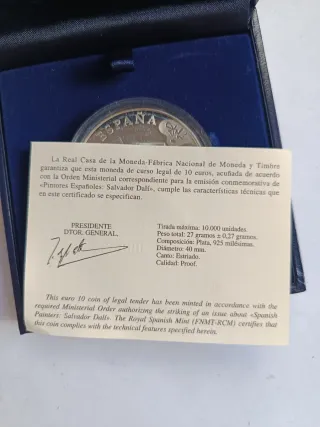 Moneda 10 Euros Plata 2009 Salvador Dalí