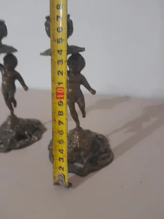 Coppia Portacandele Cherubini Bronzo