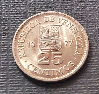 Moneda Venezuela 25 Céntimos 1977