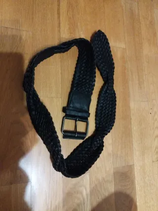 Cinturón trenzado negro mujer 110 cm
